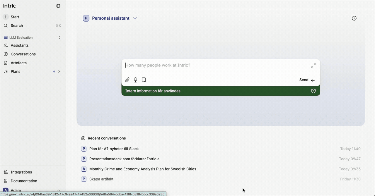 Attività e catalogo piani in Intric v4