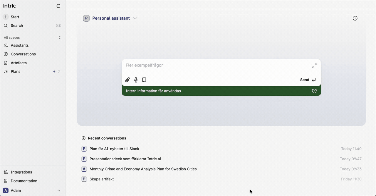 Barra di ricerca globale in Intric v4